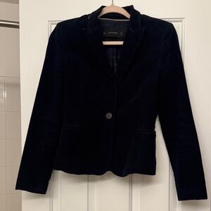 Zara Midnight Blue Velvet Blazer